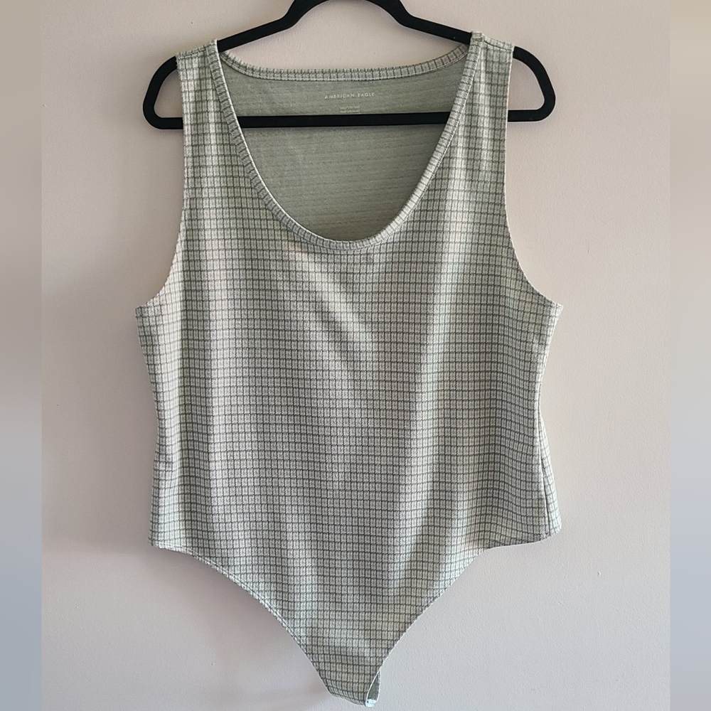 American Eagle Outfitters Sage Green Print Boho Neutral Bodysuit Size XXL